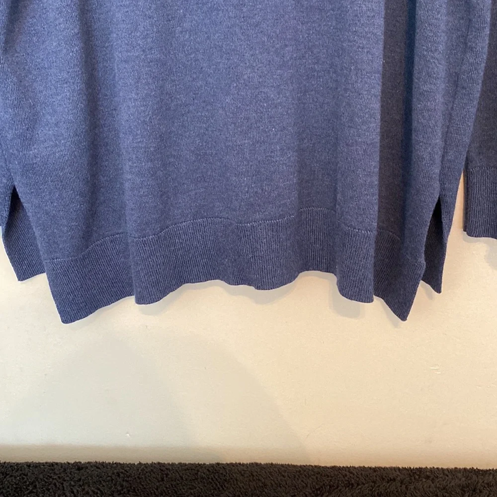 Grecerelle Blue Heather Knit Long Sleeved V-Neck Sweater 2XL - Picture 7 of 10